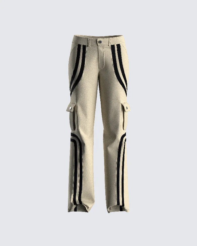 Running PantsMarcia Taupe Twill Cargo Pant