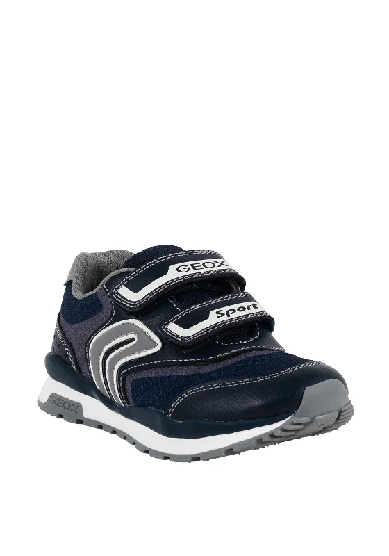 Geox Boys Mesh & Leather Velcro Strap Trainers, Navy