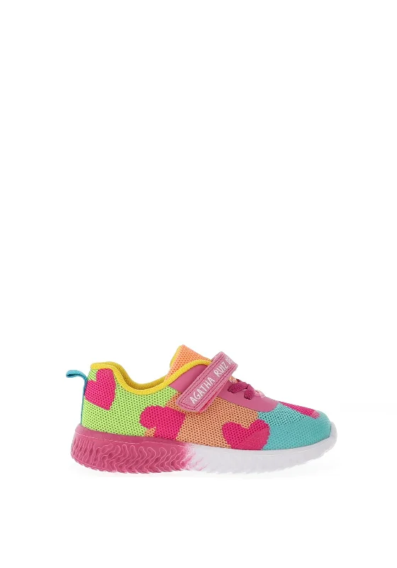 Agatha Ruiz de La Prada Girls Heart Mesh Trainers, Multi-Coloured