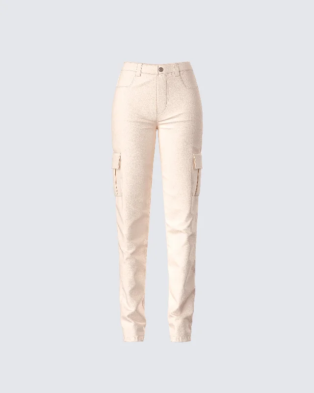 Formal PantsLiliana Beige Twill Cargo Pant