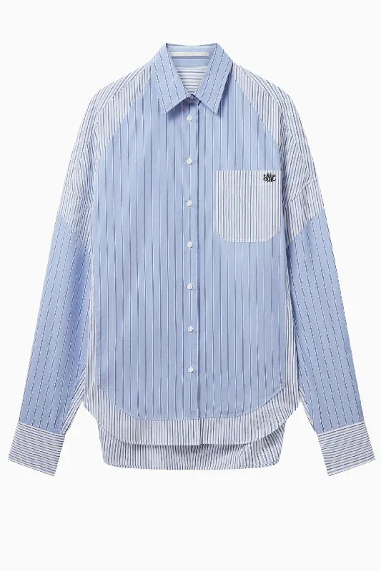 Stella McCartney Mixed Striped Boyfriend Shirt - Multi BlueSilk Shirts