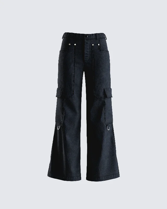 Wool PantsLaina Black Twill Pocket Pant