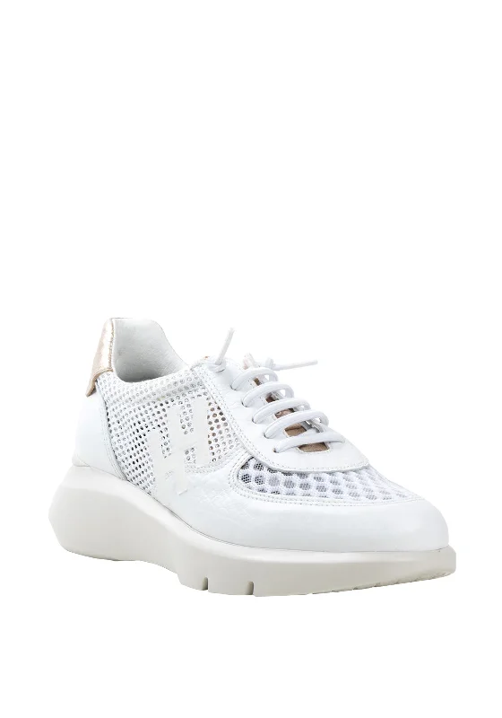 Hispanitas Leather & Mesh Wedged Trainers, White