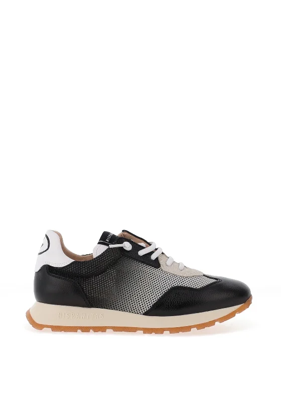 Hispanitas Leather Mesh Monochrome Trainers, Black & White