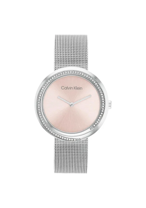 Calvin Klein Ladies Mesh Strap Watch, Silver