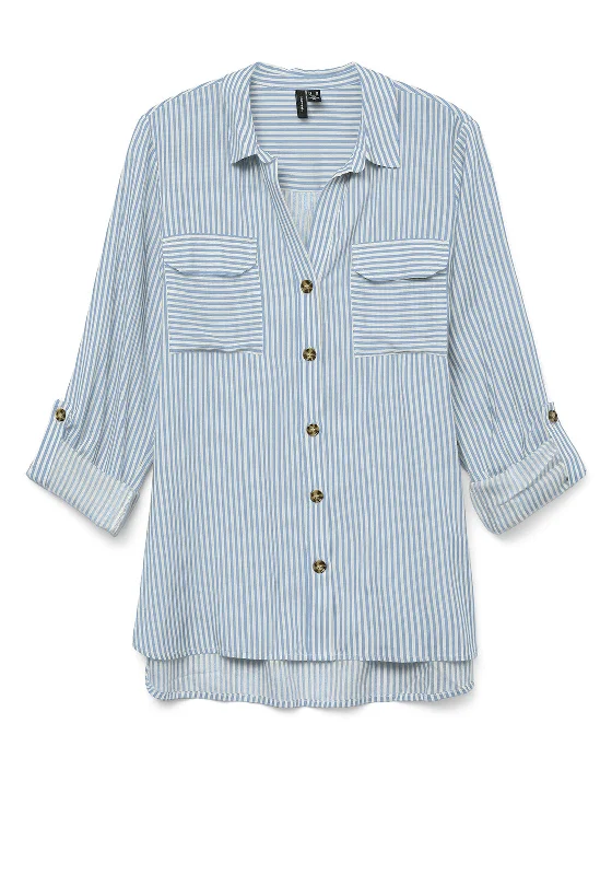 Vero Moda Bumpy Striped Shirt, BlueRecycled Fabric Shirts