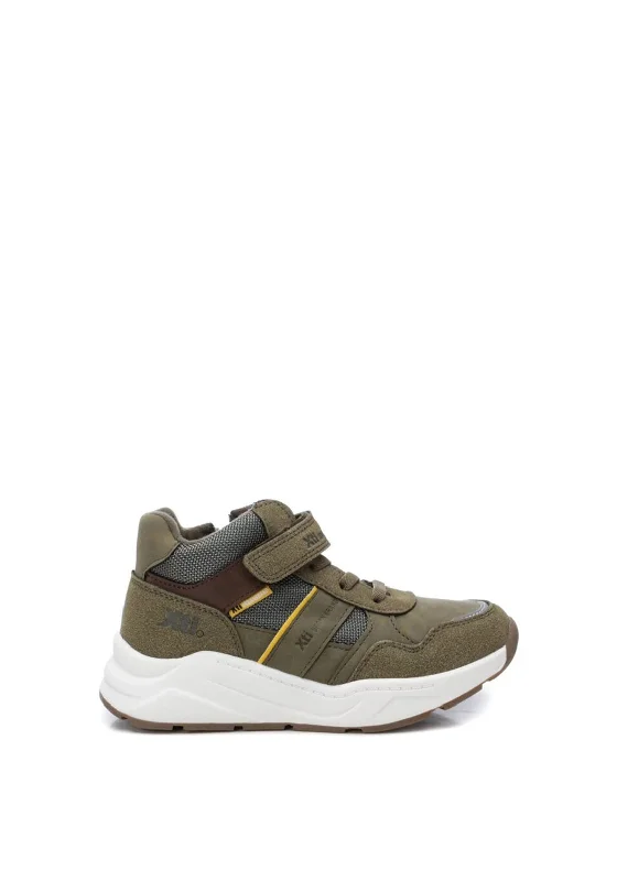 XTI Boys High Top Suede & Mesh Trainer, Khaki