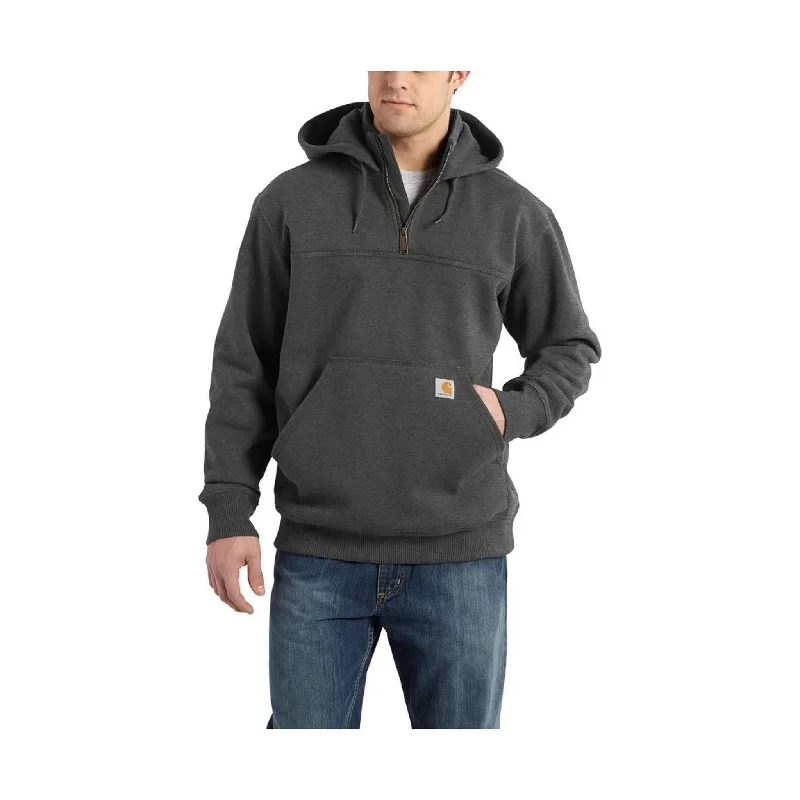 Patchwork SweatshirtsCarhartt Men's Rain Defender Paxton Heavyweight Hooded Quarter Zip Mock Sweatshirt - Carbon Heather