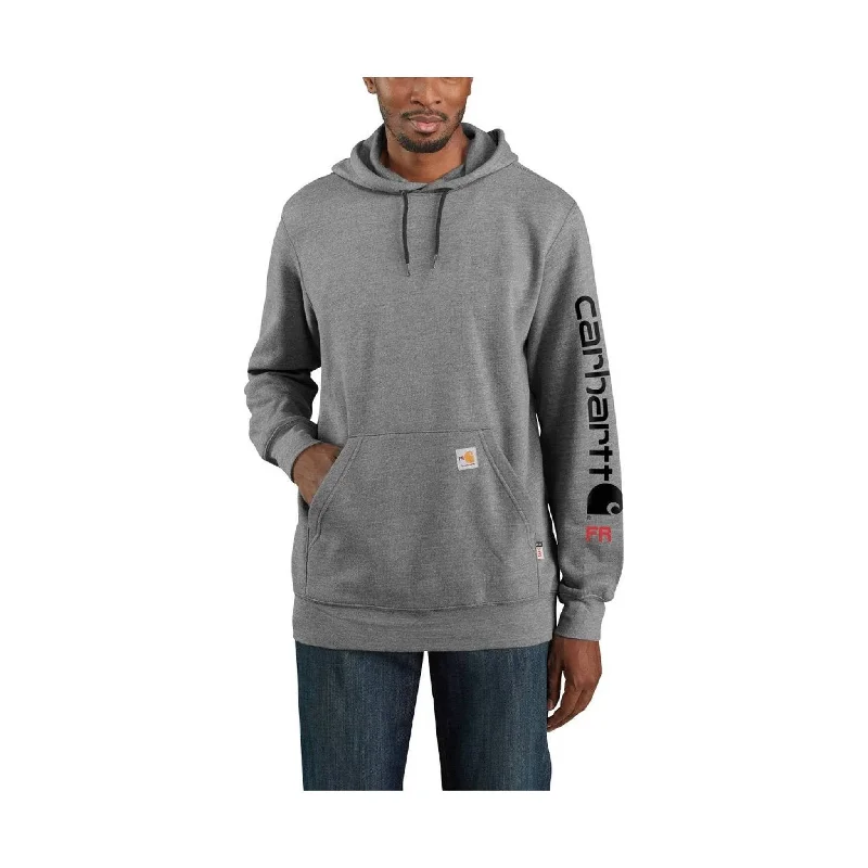 Layered SweatshirtsCarhartt Men's Flame Resistant Force Midweight Hooded Graphic Sweatshirt - Granite Heather