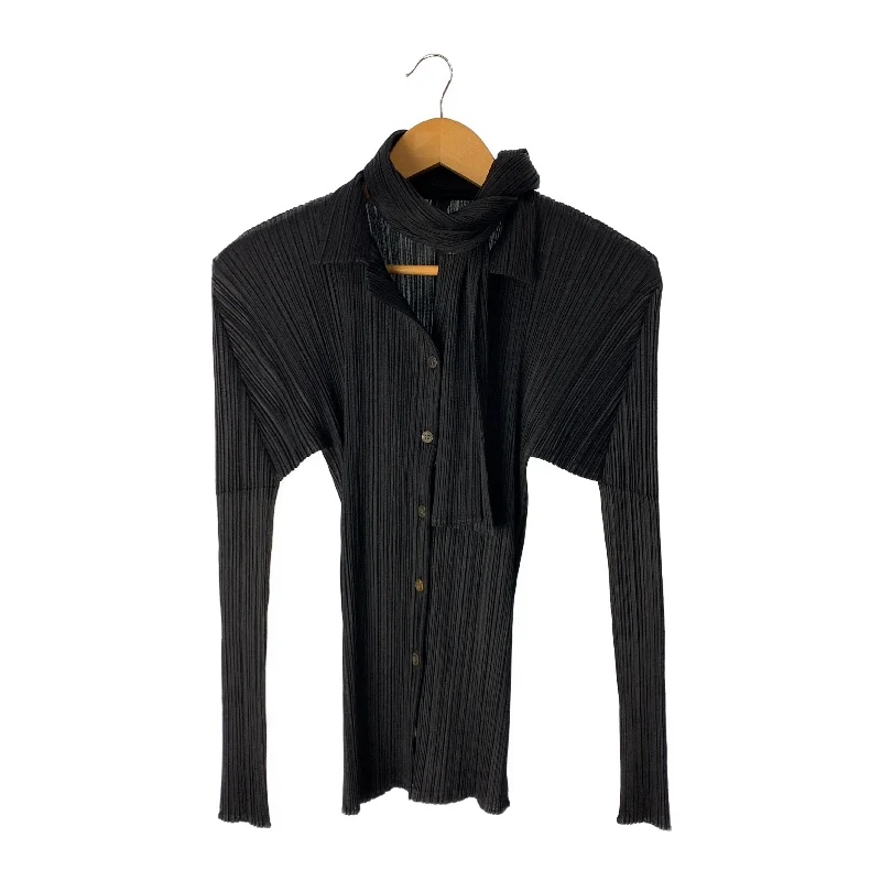 PLEATS PLEASE ISSEY MIYAKE/LS Shirt/3/Black/Polyester/PP05-JJ001Button-Down Shirts