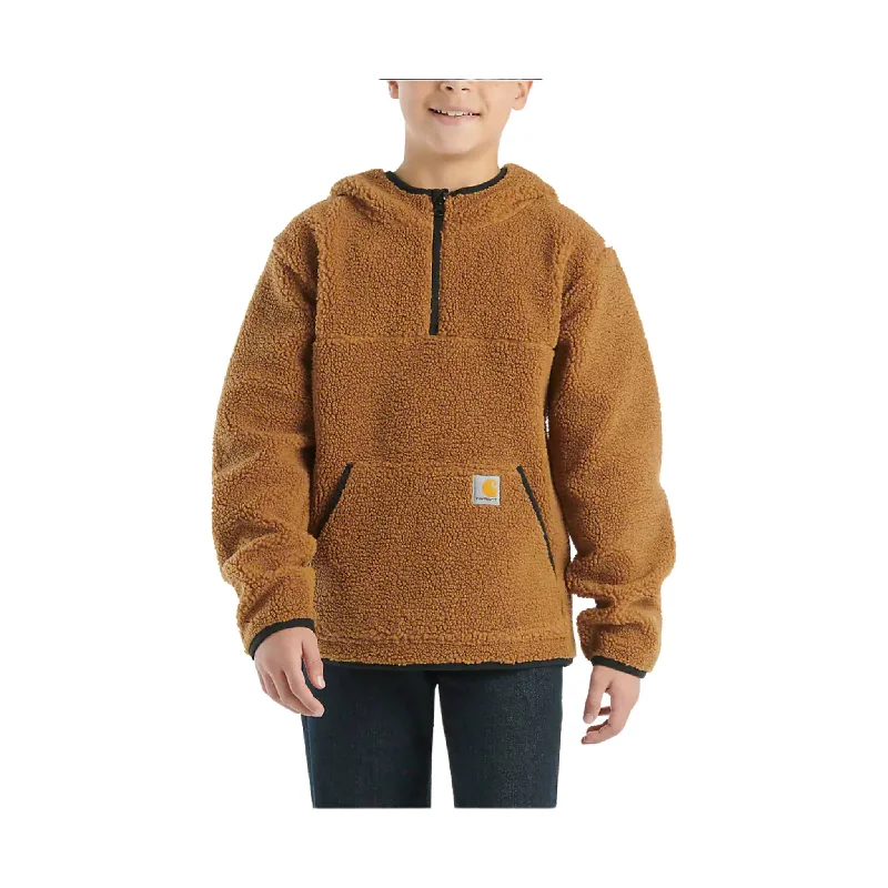 Cashmere HoodiesCarhartt Boys' Long Sleeve Fleece Hooded Half Zip Sweatshirt - Brown