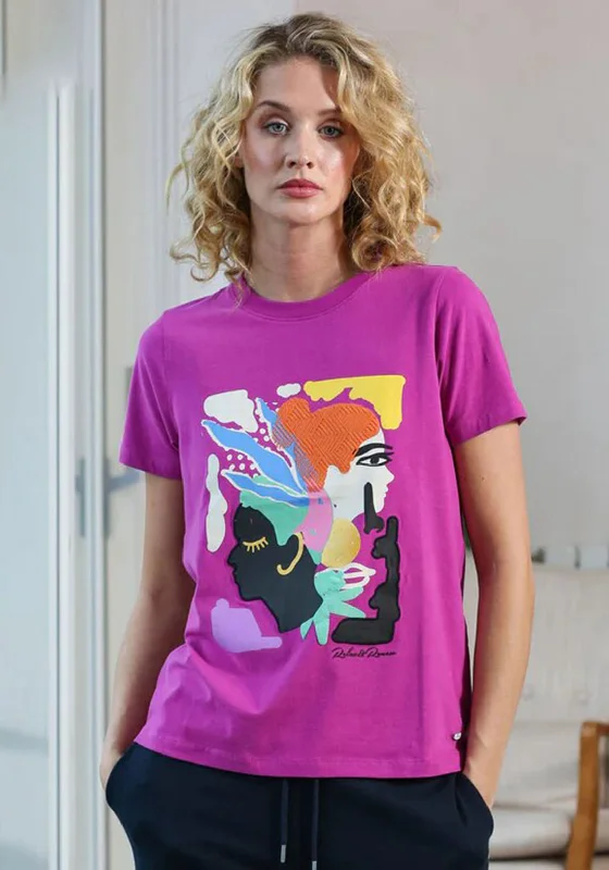 Rant and Rave R&R Riley Graphic T Shirt, Magenta MultiCamping Shirts