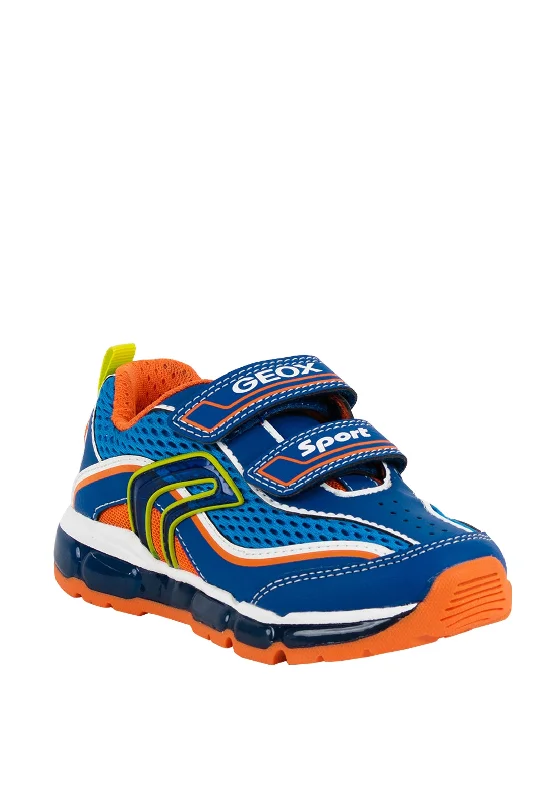 Geox Boys Leather & Mesh Velcro Strap Trainers, Blue