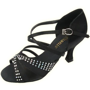 Stephanie Satin with Mesh and Rhinestones Ballroom Shoe