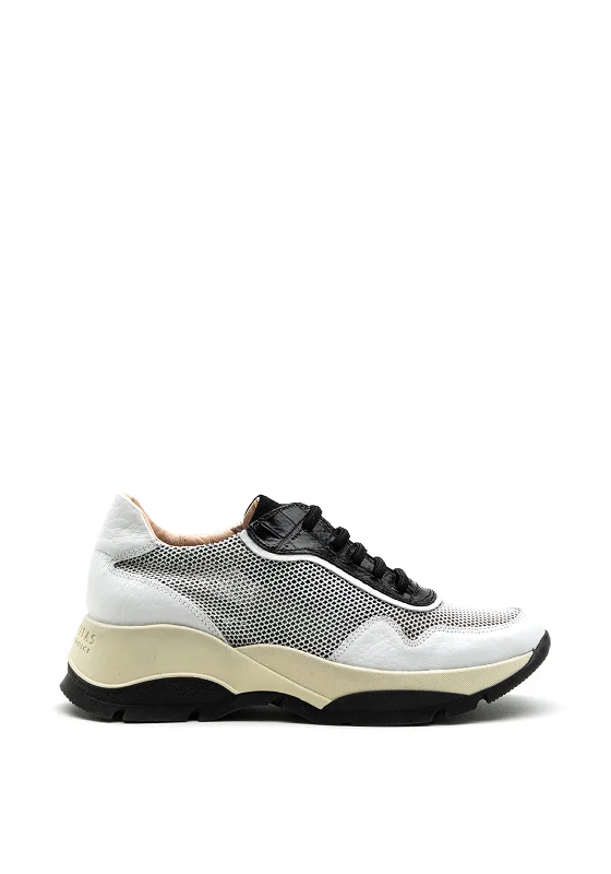 Hispanitas Leather & Mesh Chunky Trainers, White & Black