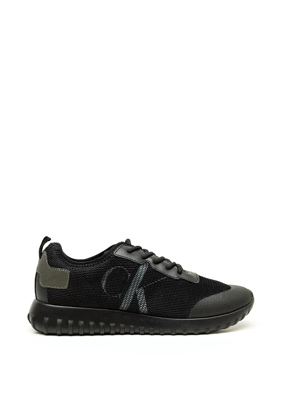 Calvin Klein Jeans Men's Sporty Mesh Recycled Trainer, Triple Black