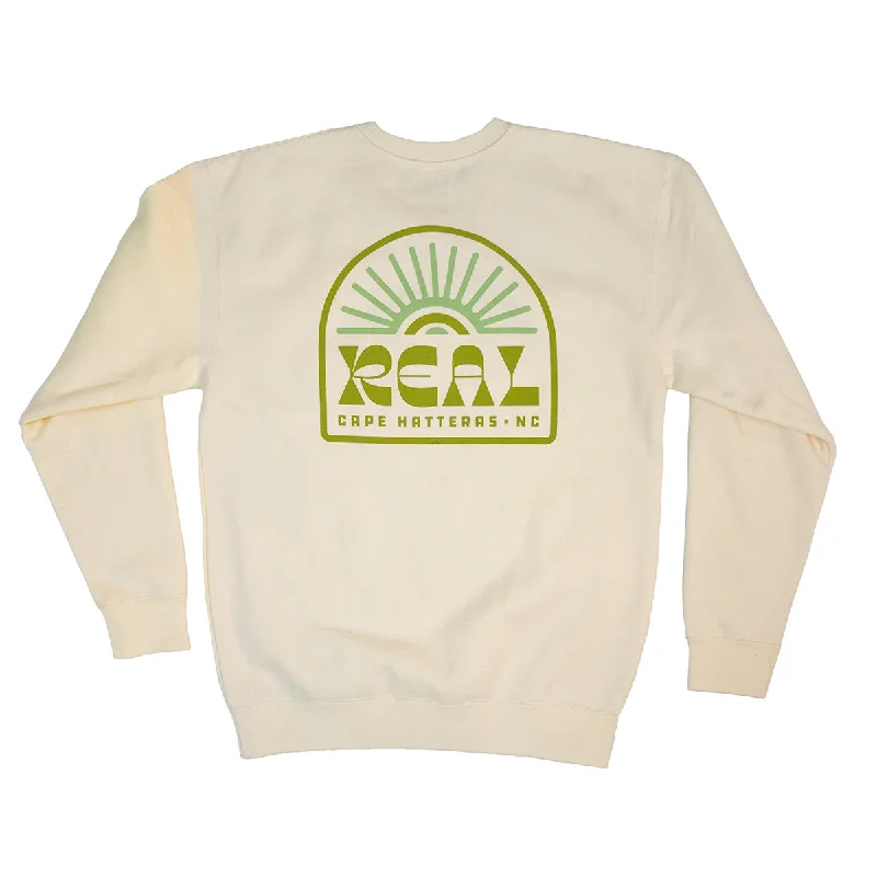 Pullover HoodiesREAL Sun Ray Badge Sweatshirt-Bone