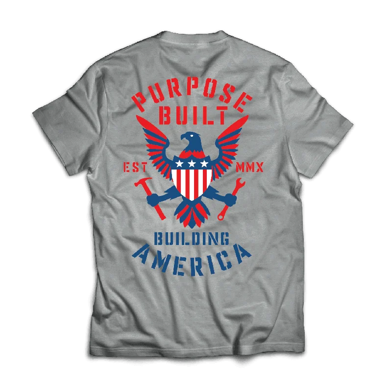 Tasseled T-ShirtsBuilt on America Tee, Grey