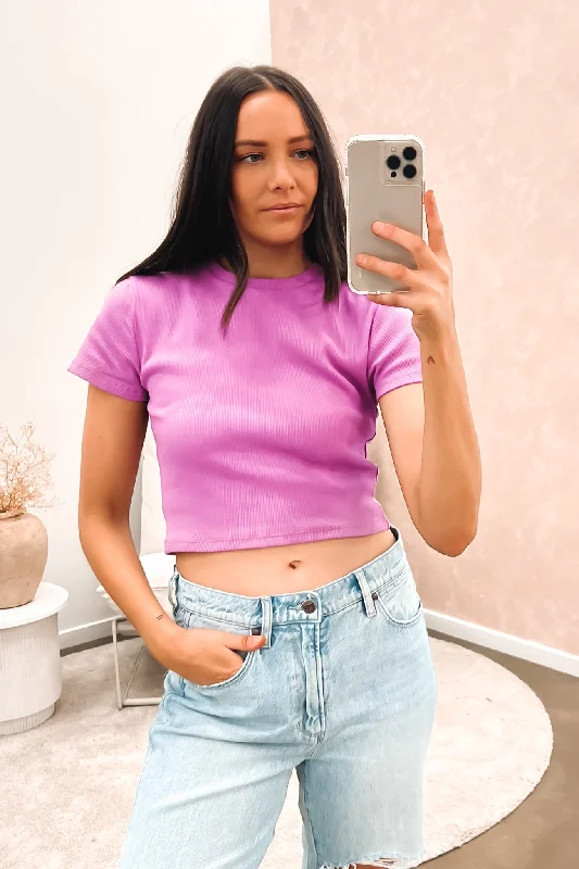 Embroidered T-ShirtsHarlem Rib Tee Plum