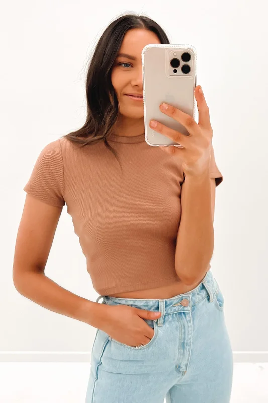 Off-Shoulder T-ShirtsHarlem Rib Tee Tan