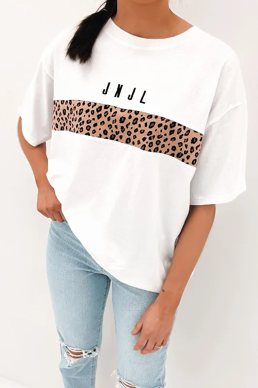 Retro T-ShirtsJNJL Leopard Panel Tee White