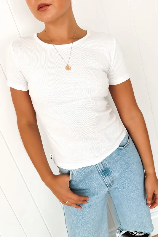 Blended Fabric T-ShirtsJordyn Rib Tee White