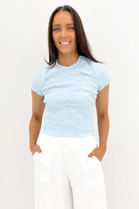 Embroidered T-ShirtsLyla Baby Tee Light Blue