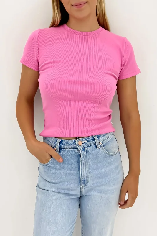 Linen T-ShirtsMargo Tee Bright Pink